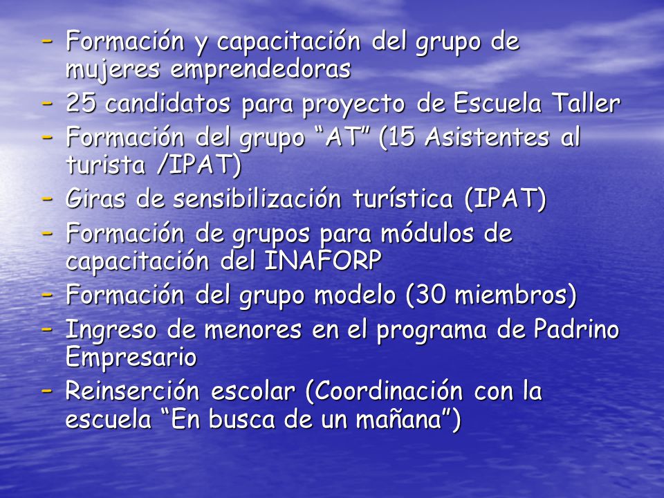 Formación y capacitación del grupo de mujeres emprendedoras