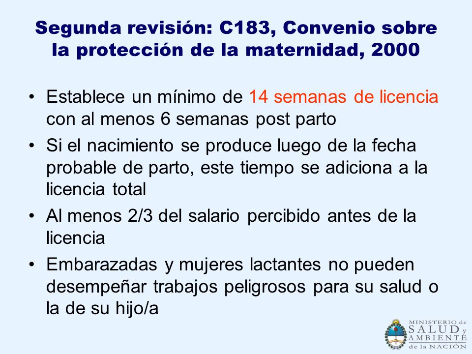 Segunda revisión: C183, Convenio sobre la protección de la maternidad, 2000
