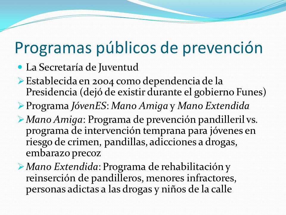 Programas públicos de prevención