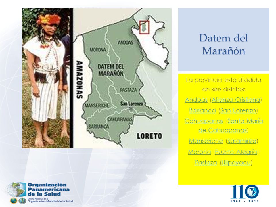 Datem del Marañón La provincia esta dividida en seis distritos: