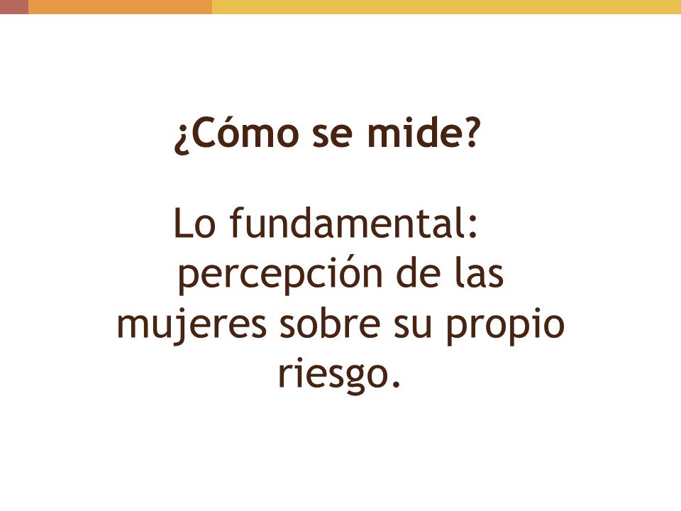 Lo fundamental: percepción de las mujeres sobre su propio riesgo.