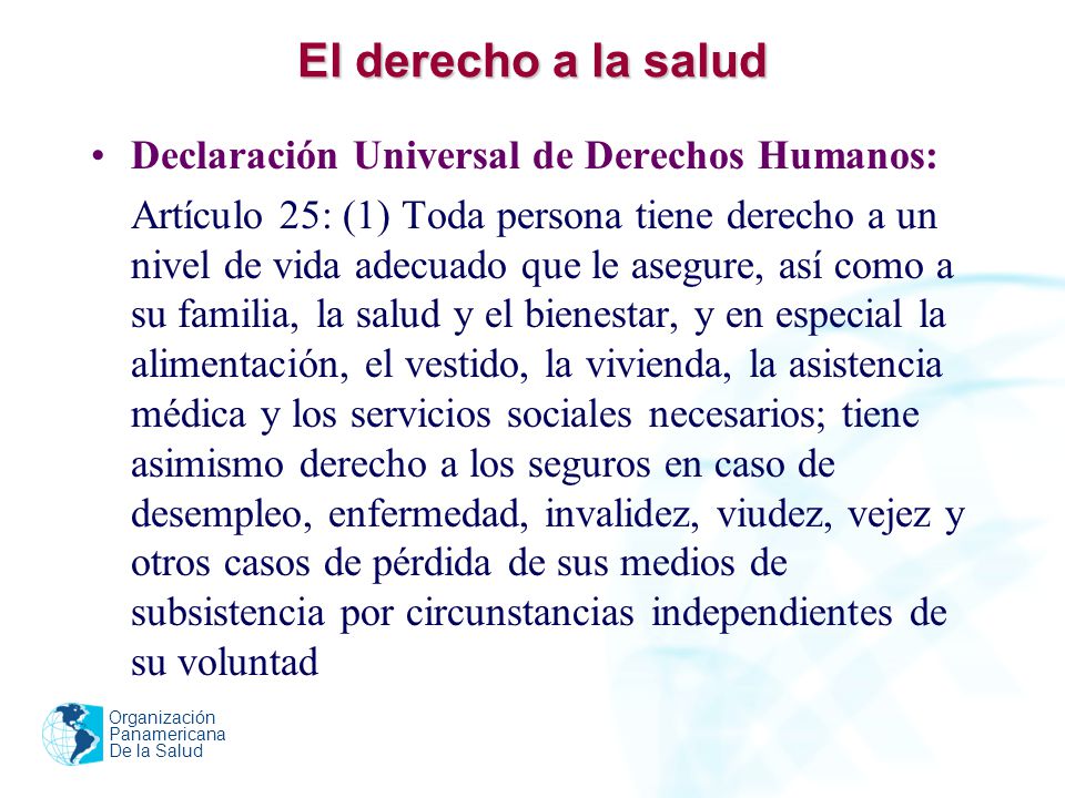 El derecho a la salud Declaración Universal de Derechos Humanos: