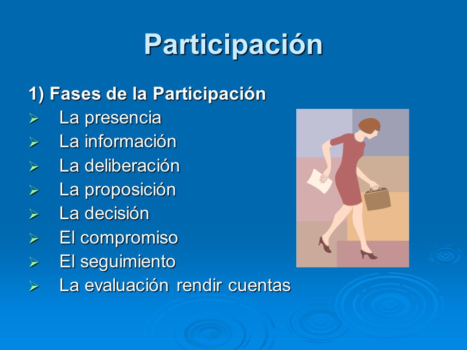 Participación 1) Fases de la Participación La presencia La información