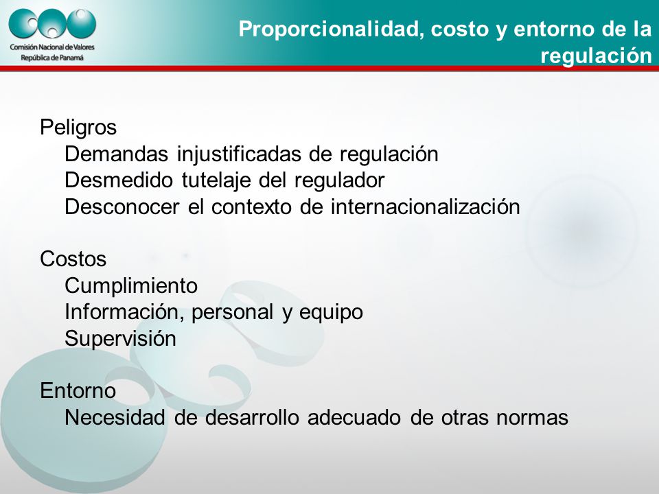 Proporcionalidad, costo y entorno de la regulación