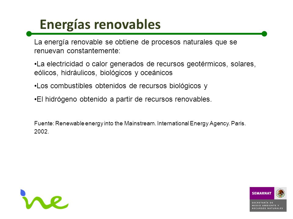 Energías renovables La energía renovable se obtiene de procesos naturales que se renuevan constantemente: