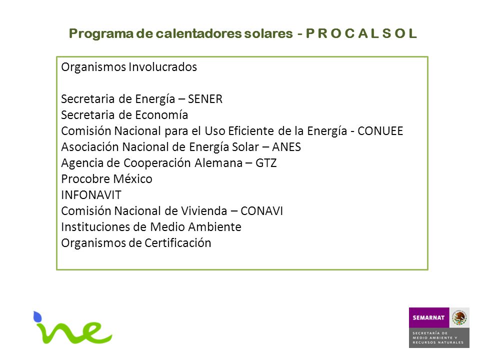 Programa de calentadores solares - P R O C A L S O L