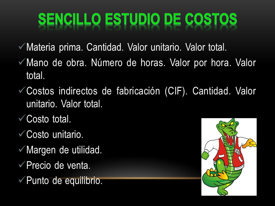 Sencillo estudio de costos