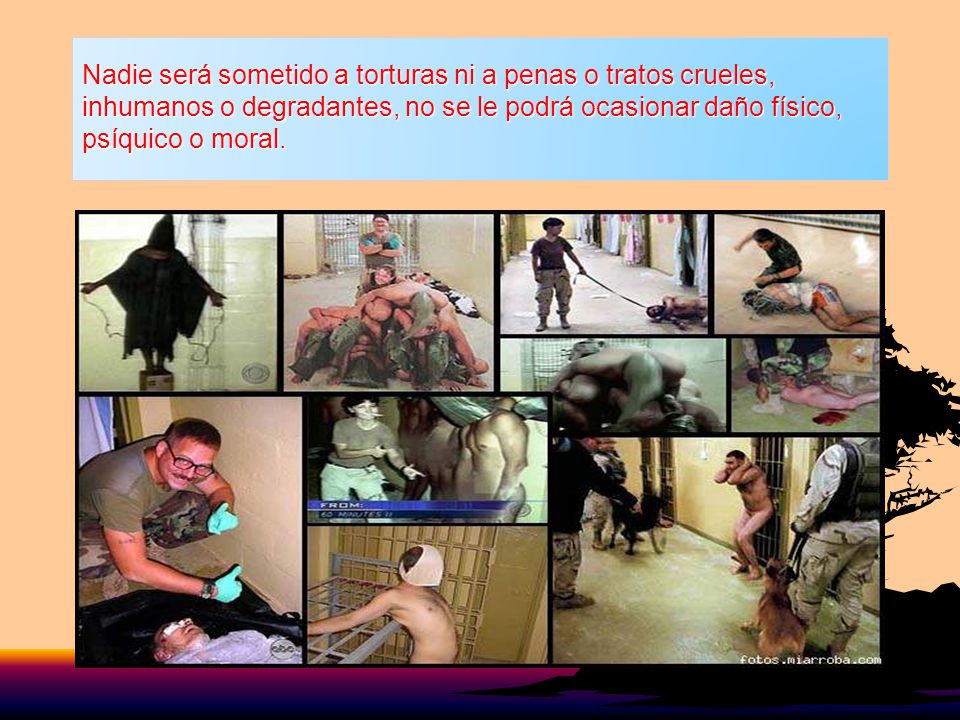 Nadie será sometido a torturas ni a penas o tratos crueles, inhumanos o degradantes, no se le podrá ocasionar daño físico, psíquico o moral.