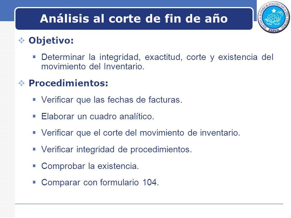 Análisis al corte de fin de año