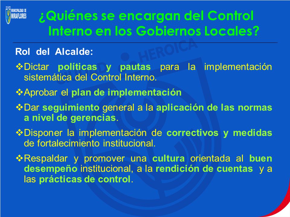 ¿Quiénes se encargan del Control Interno en los Gobiernos Locales