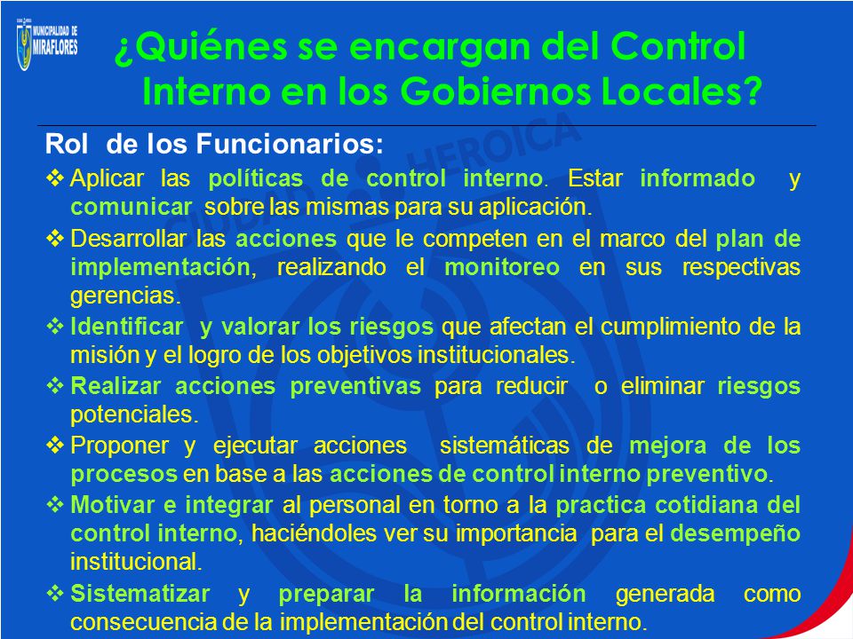 ¿Quiénes se encargan del Control Interno en los Gobiernos Locales