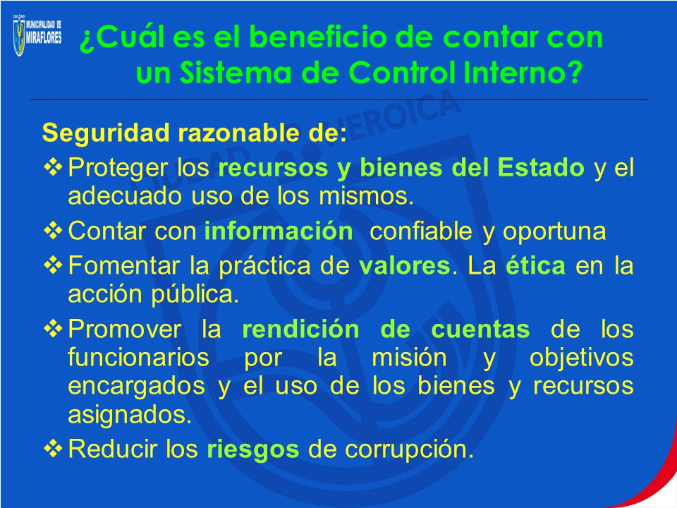 ¿Cuál es el beneficio de contar con un Sistema de Control Interno