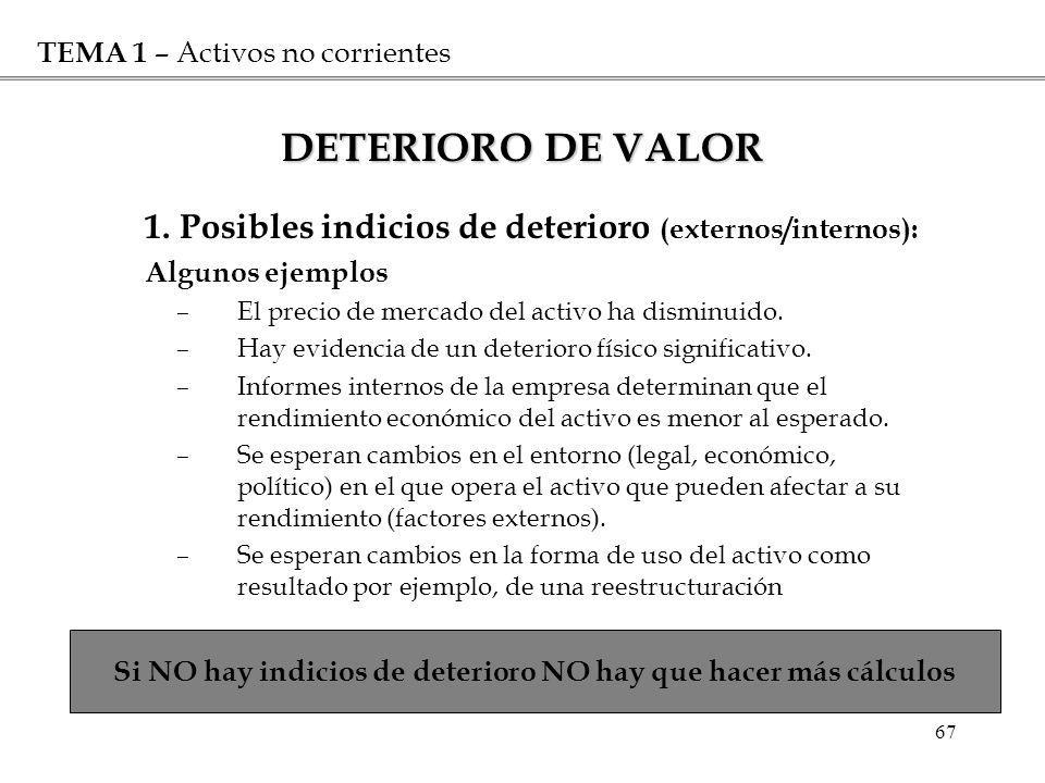 Si NO hay indicios de deterioro NO hay que hacer más cálculos