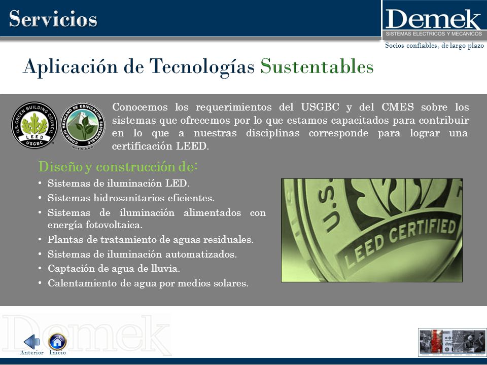 Servicios Aplicación de Tecnologías Sustentables