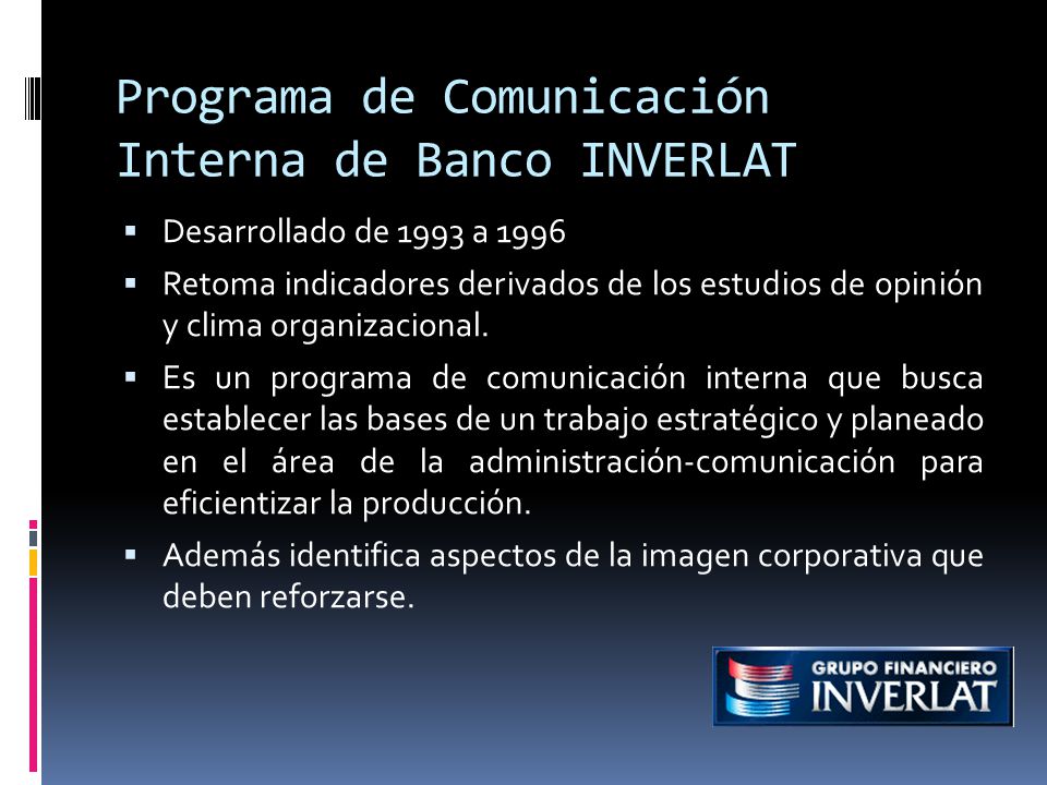 Programa de Comunicación Interna de Banco INVERLAT