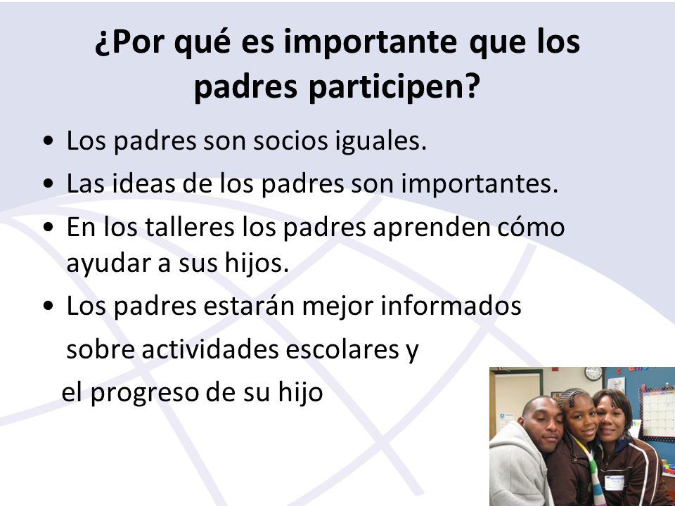 ¿Por qué es importante que los padres participen