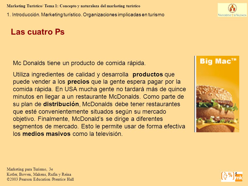 Las cuatro Ps Mc Donalds tiene un producto de comida rápida.
