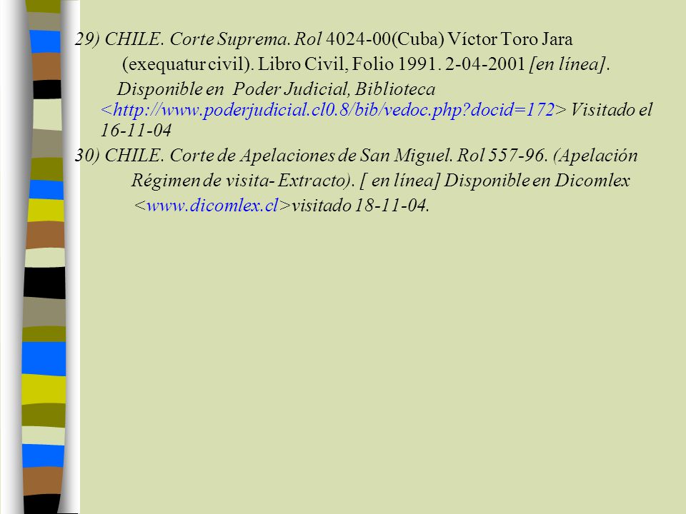 29) CHILE. Corte Suprema. Rol (Cuba) Víctor Toro Jara