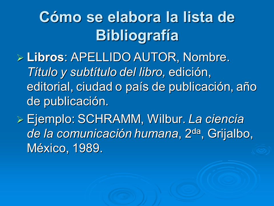 Cómo se elabora la lista de Bibliografía