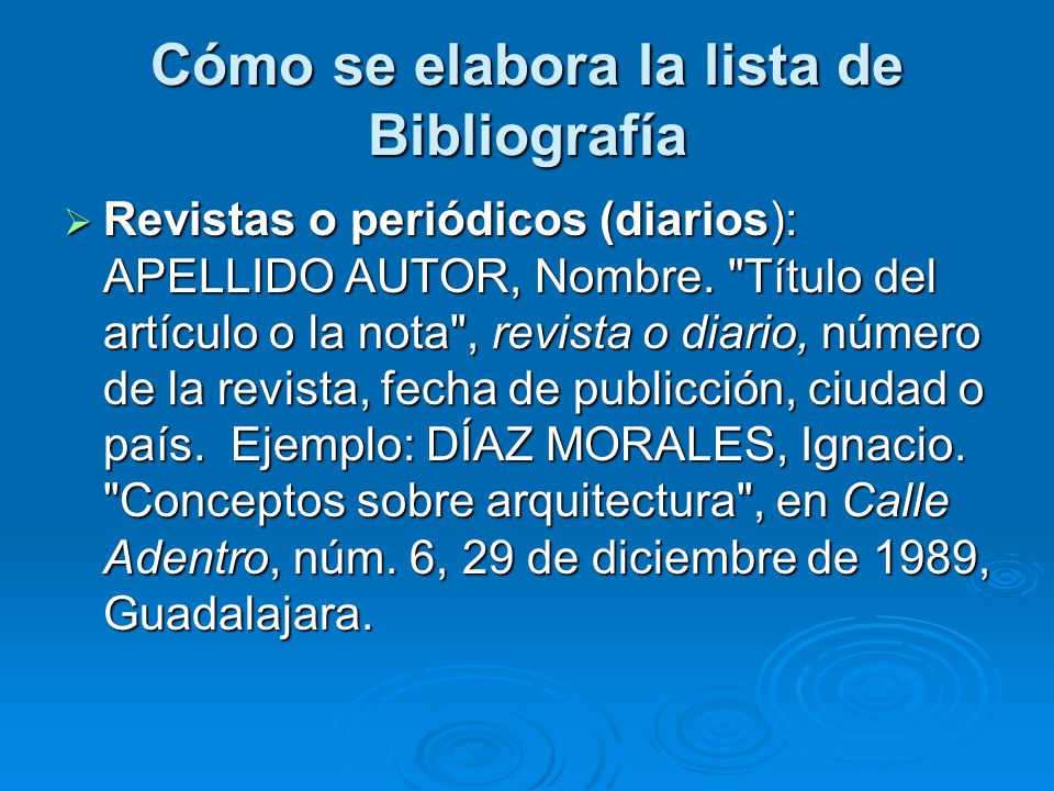 Cómo se elabora la lista de Bibliografía