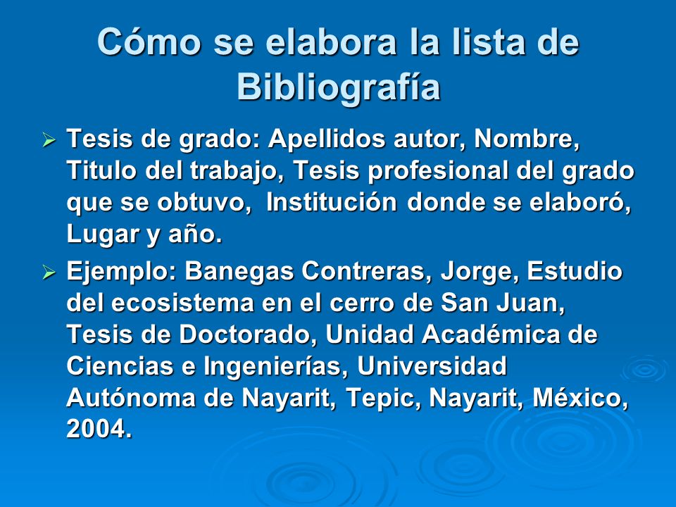 Cómo se elabora la lista de Bibliografía