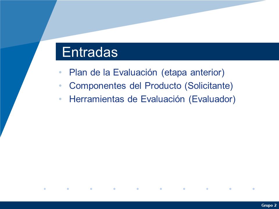 Entradas Plan de la Evaluación (etapa anterior)