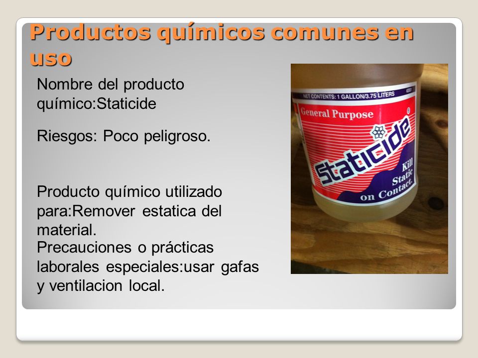Productos químicos comunes en uso