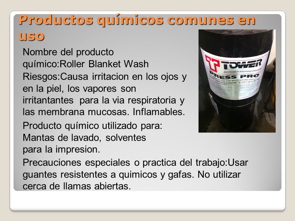 Productos químicos comunes en uso