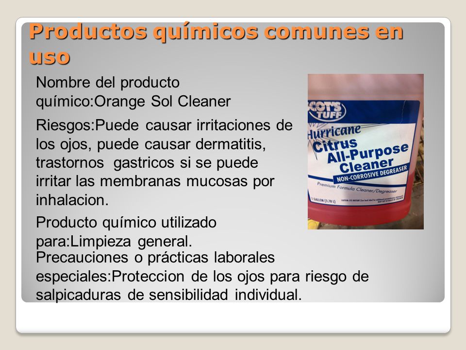 Productos químicos comunes en uso
