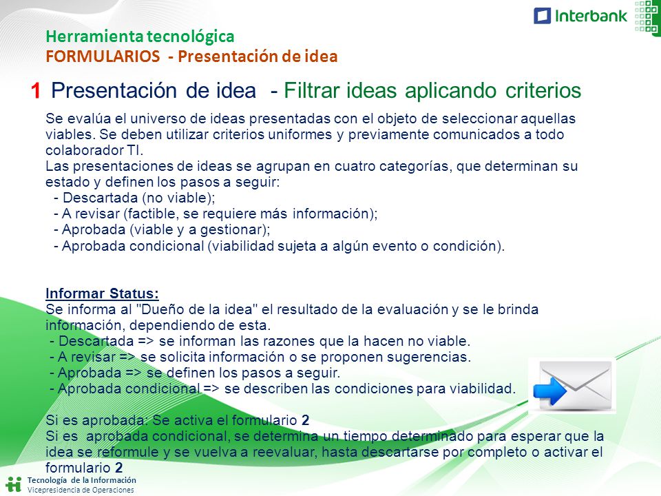 Presentación de idea - Filtrar ideas aplicando criterios