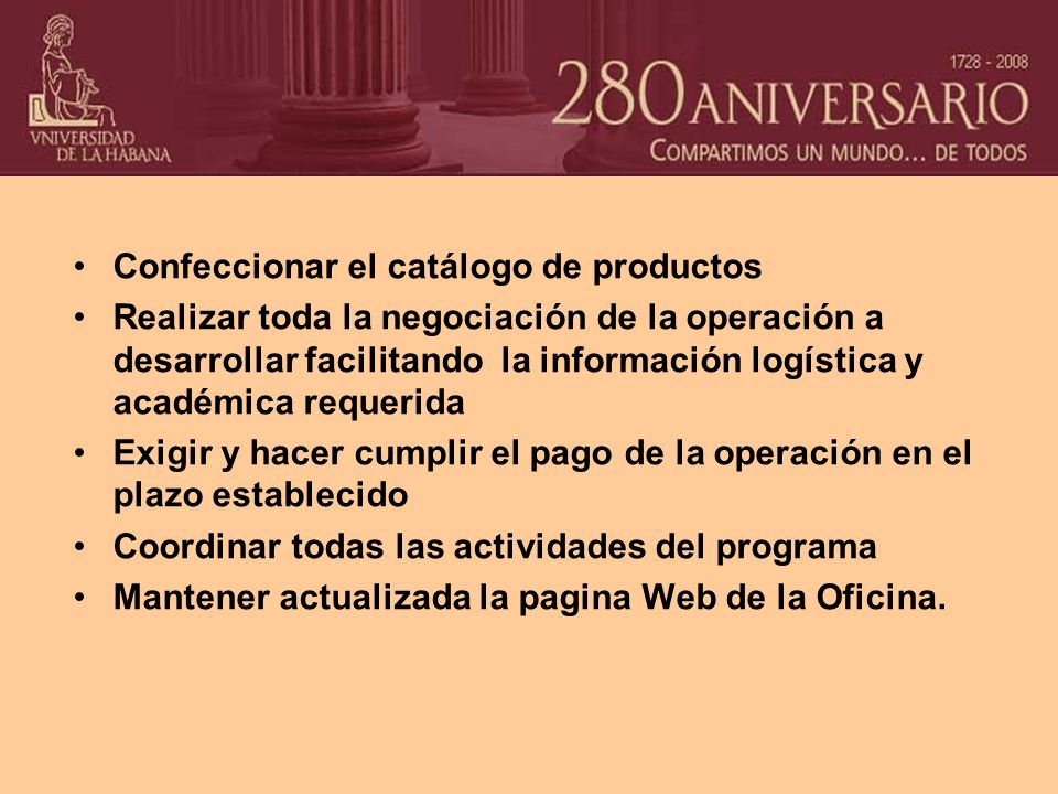 Confeccionar el catálogo de productos