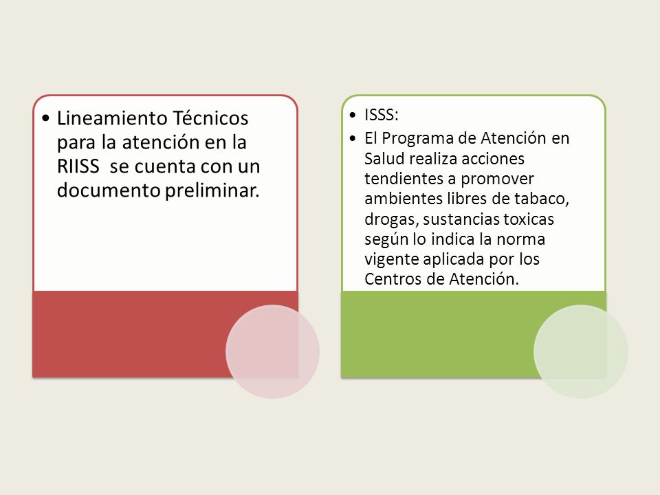 Lineamiento Técnicos para la atención en la RIISS se cuenta con un documento preliminar.