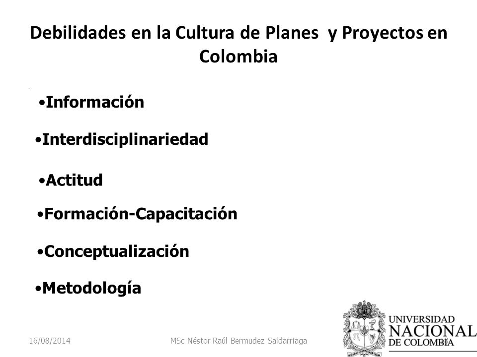 Debilidades en la Cultura de Planes y Proyectos en Colombia