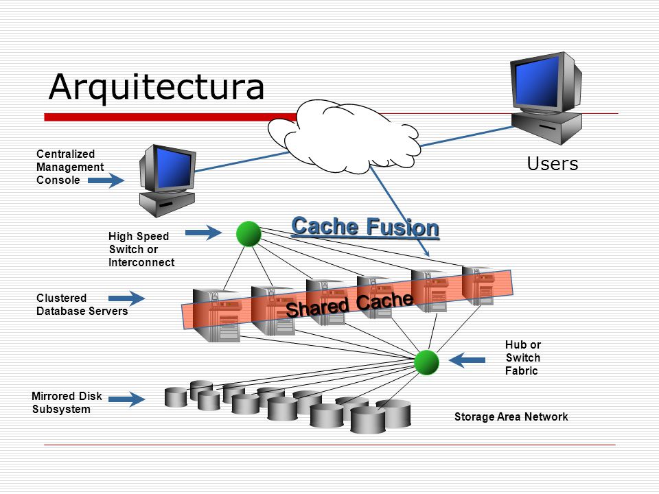 Arquitectura Cache Fusion Shared Cache Users