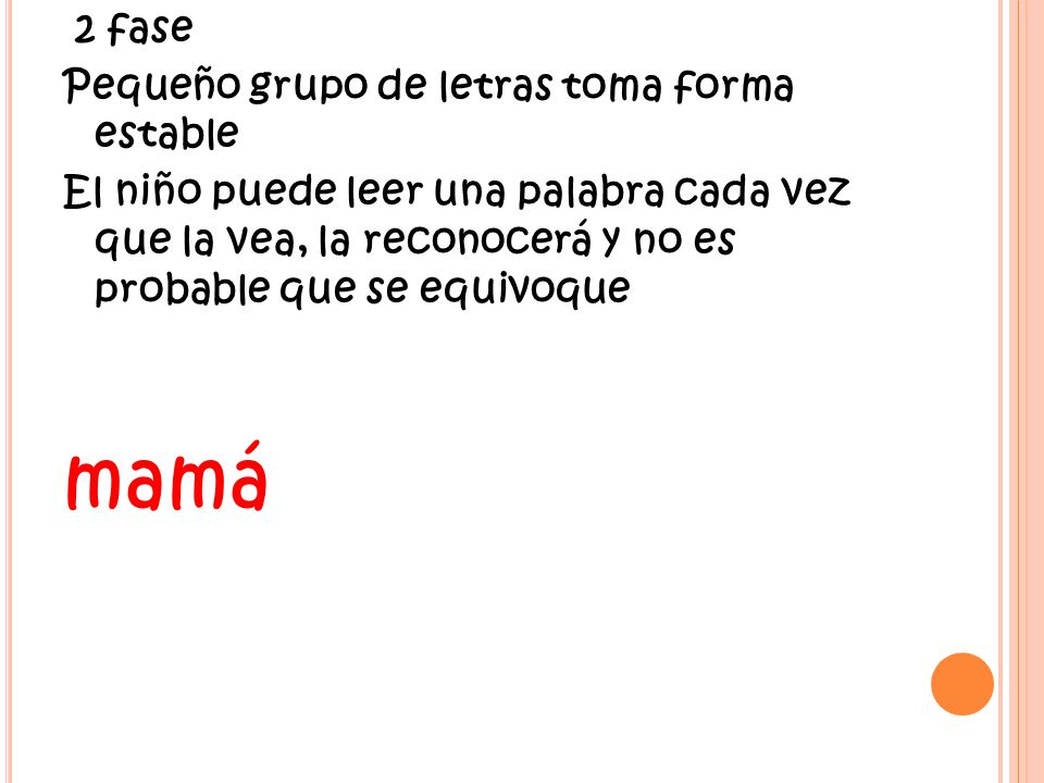 mamá 2 fase Pequeño grupo de letras toma forma estable