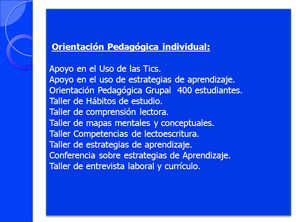 Orientación Pedagógica individual: Apoyo en el Uso de las Tics