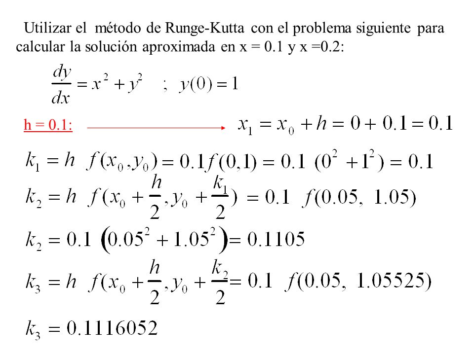 Utilizar el método de Runge-Kutta con el problema siguiente para