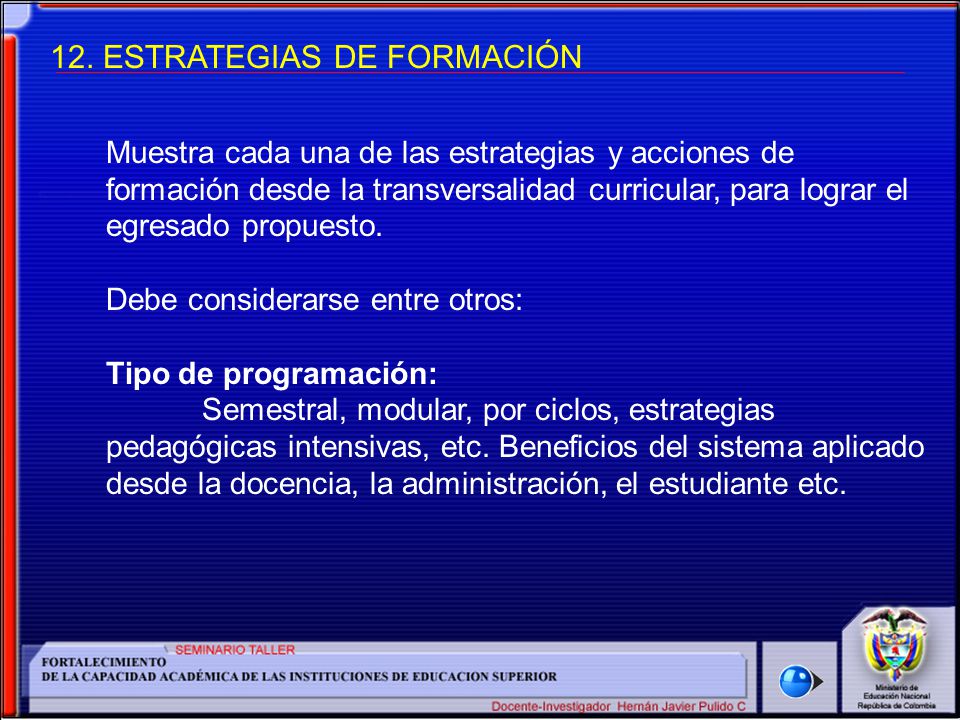 12. ESTRATEGIAS DE FORMACIÓN