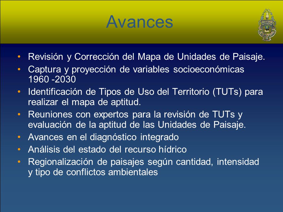 Avances Revisión y Corrección del Mapa de Unidades de Paisaje.