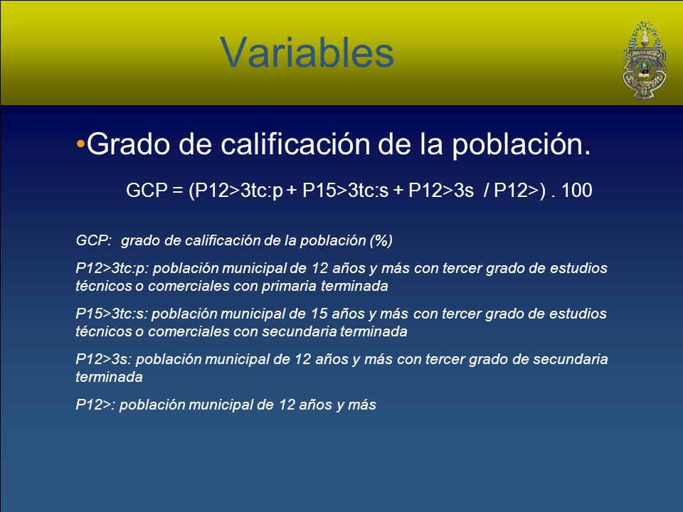GCP = (P12>3tc:p + P15>3tc:s + P12>3s / P12>) . 100