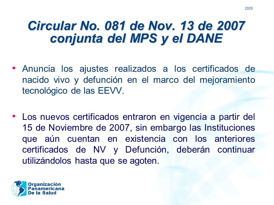 Circular No. 081 de Nov. 13 de 2007 conjunta del MPS y el DANE