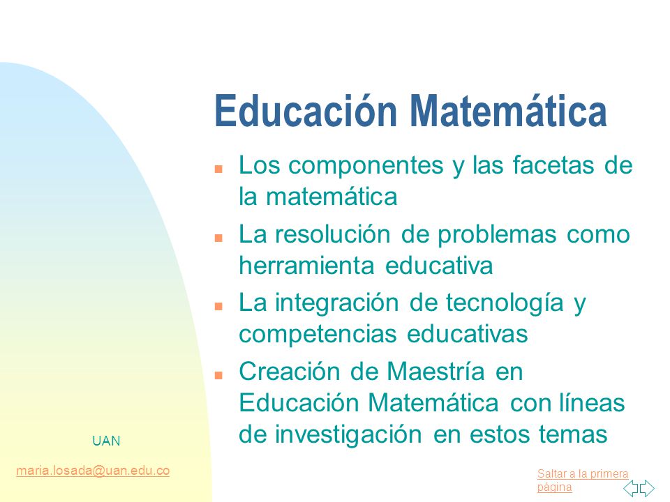 Educación Matemática Los componentes y las facetas de la matemática