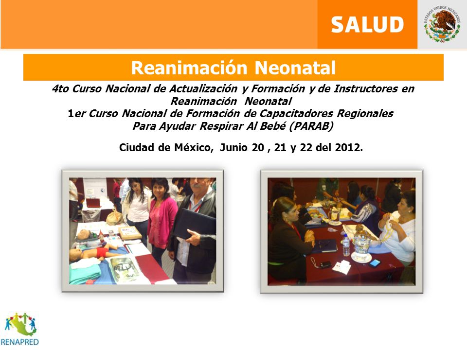 Reanimación Neonatal 4to Curso Nacional de Actualización y Formación y de Instructores en. Reanimación Neonatal.