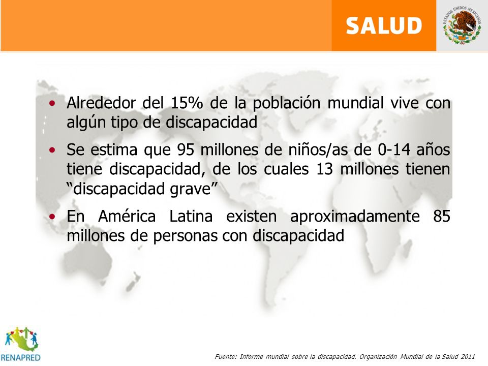Alrededor del 15% de la población mundial vive con algún tipo de discapacidad