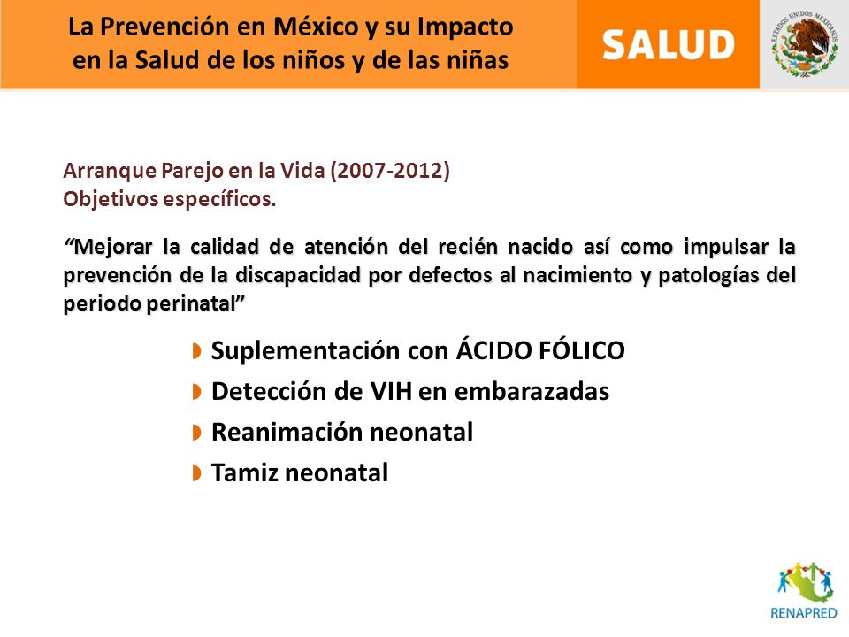 Suplementación con ÁCIDO FÓLICO Detección de VIH en embarazadas