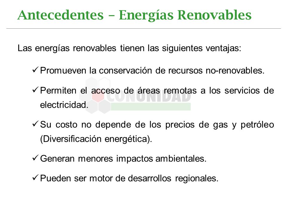 Antecedentes – Energías Renovables