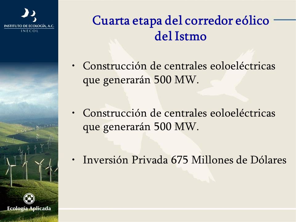 Cuarta etapa del corredor eólico del Istmo
