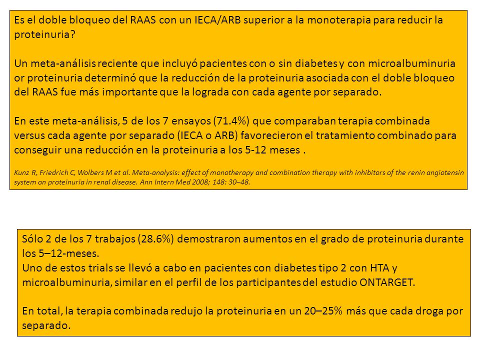 Es el doble bloqueo del RAAS con un IECA/ARB superior a la monoterapia para reducir la proteinuria