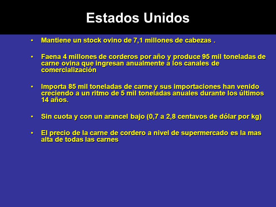 Estados Unidos Mantiene un stock ovino de 7,1 millones de cabezas .