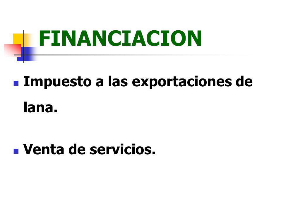 FINANCIACION Impuesto a las exportaciones de lana. Venta de servicios.